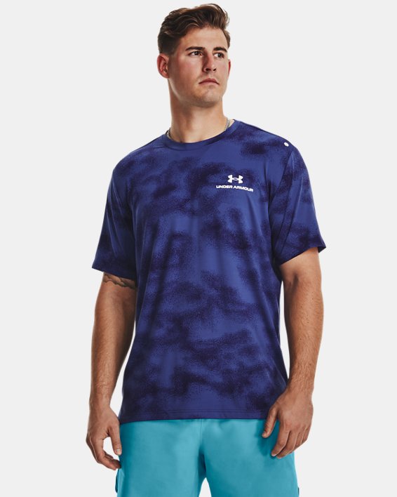 Men's UA RUSH™ Energy Print Short Sleeve, Blue, pdpMainDesktop image number 0